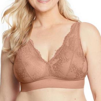 Glamorise Bramour Luxe Lace Wireless Bralette in Tan for Women
