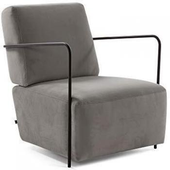 Kave Home - Sillón Gamer terciopelo gris