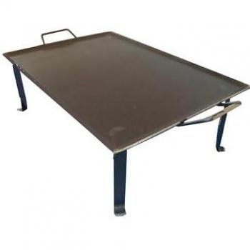 Plancha de asar de acero 4 mm con 2 asas metálicas y patas sin verter grasas 50x33