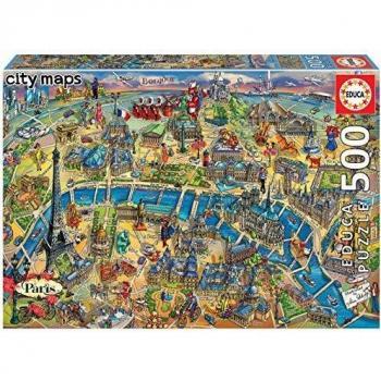 Educa - Mapa de París Puzzle, 500 Piezas, Multicolor