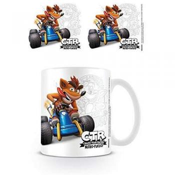 Taza de Cerámica Crash Bandicoot Team Racing 315 ml - Diseño Original Emblema Crash