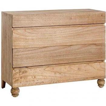 Cómoda Natural de Madera Mindi con 4 cajones de 86x42x110 cm - LOLAhome