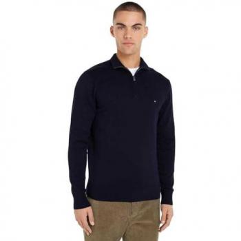 Jersey de Hombre Tommy Hilfiger de Algodón con Media Cremallera Regular Fit - Color Azul Marino - Talla L