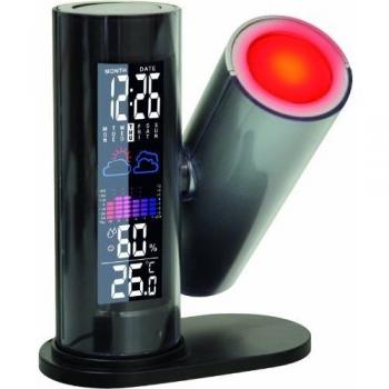 Despertador Proyector Technoline WT 514 Negro con Pantalla Digital, Pronóstico del Tiempo y Humedad Interior