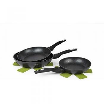 Excelsa Ecoenergy - Juego de 3 sartenes, diámetro 20, 24 y 28 cm, aluminio forjado con revestimiento antiadherente