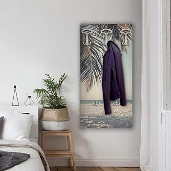Perchero de pared 'Palma' de madera con 5 ganchos, 45x90x1 cm