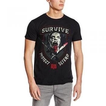 The Walking Dead Survive, Protect, Defend Camiseta Manga Corta, Negro, M para Hombre