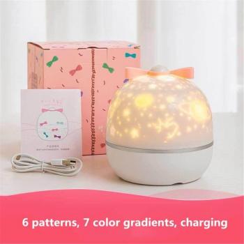 Proyector LED de 6 Patrones con Luz Nocturna de Estrellas y Luna, Lámpara Giratoria para Dormitorio Infantil y Navidad
