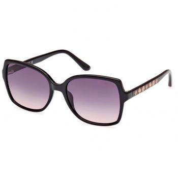 Guess GU00100 Shiny Black Women's Sunglasses with Gradient Lenses, 55mm