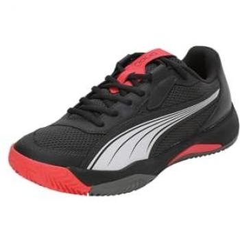 Puma Zapatillas de Pádel Nova Court 40.5 Gris Oscuro Negro Rojo Activo