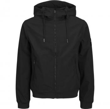 Jack & Jones Men's Basic Softshell Jacket with Hood - Black, XS