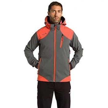 Izas Makalu - Chaqueta Softshell para hombre, color gris oscuro / naranja, talla L