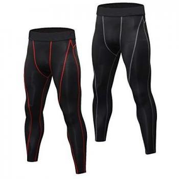 Niksa 2 Piezas Mallas Hombre Gym Leggings Deporte Pantalón Largo de Compresión Ropa Running Hombres Negro