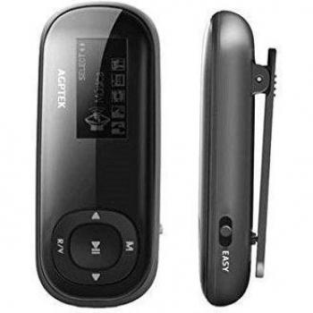 AGPTEK E02 Clip Reproductor de MP3 8 GB de Capacidad con Radio FM, Negro