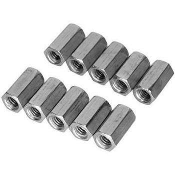 M6 Tuerca de Varilla Larga Tuerca de Acoplamiento Hexagonal Rosca Hembra Ajuste Recto Varilla Hexagonal Varilla Roscada Varilla de Refuerzo Hexagonal Galvanizado 10Pcs