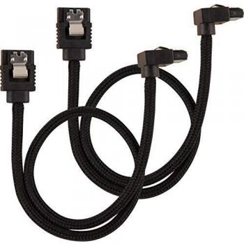 Corsair Premium Sleeved SATA 6Gbps 30cm 90° Negro Cable SATA
