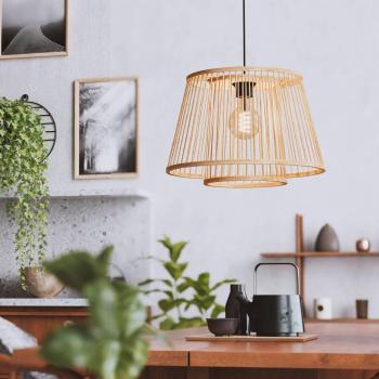 Lámpara Colgante Eglo Hykeham Vintage LED 1xE27 38cm Madera Bambú Natural