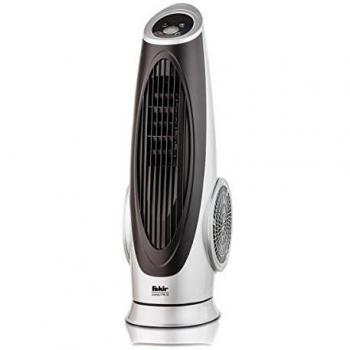 Ventilador de Torre Fakir Prestige TVL 90 - Control Remoto, 3 Velocidades, Oscilación de 80°, Temporizador, Silencioso, LED - Negro y Plata