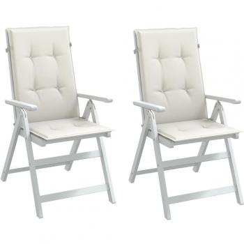 Cojines de silla respaldo alto vidaXL, 2 unidades, tela crema melange, dimensiones 120x50x4 cm