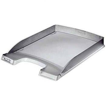 Bandeja de escritorio Leitz Plus Slim A4, transparente, extra plana, Poliestireno