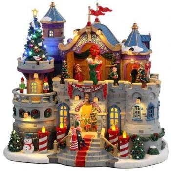 LEMAX Santa's Castle Gala - Edificio iluminado LED en resina con adaptador de 4.5V, dimensiones H24,5 x 27,5 x 17 cm
