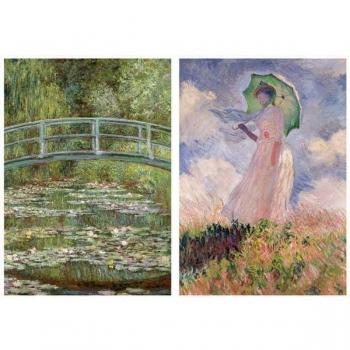 Educa Borrás - Puzzle 2x1000 Piezas Claude Monet: Nenúfares y Mujer con Sombrilla