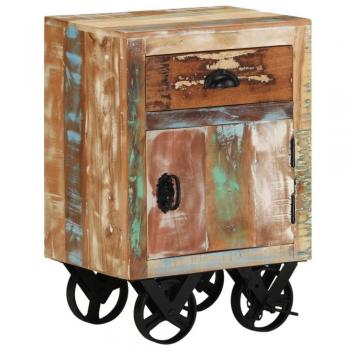 vidaXL Bedside Cabinet with Wheels 40x30x57 cm Solid Reclaimed Wood
