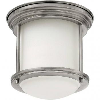 Plafón Hadrian Níquel Antiguo Cristal Ópalo 19,6 Cm