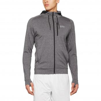 GORE RUNNING WEAR Sudadera con capucha para correr, Transpirable, GORE Selected Fabrics, ESSENTIAL Hoody, Talla L, Gris melange, SCORHO140005