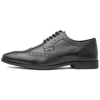 Hush Puppies Elliot Black Leather Memory Foam Brogue Shoes - Men's Size 12 UK