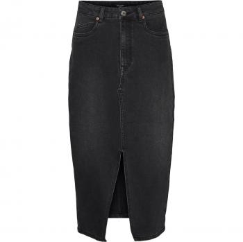 Vero Moda Women's Black Denim Midi Skirt Regular Fit