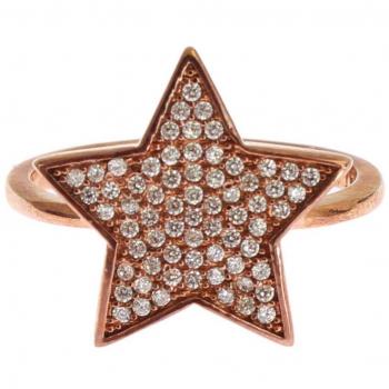 Womens Clear CZ Star 925 Silver Ring