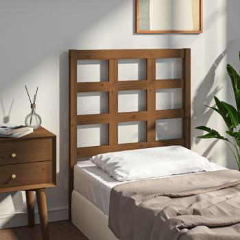 Cabecero para cama de madera maciza de pino en color marrón miel, dimensiones 80,5x4x100 cm