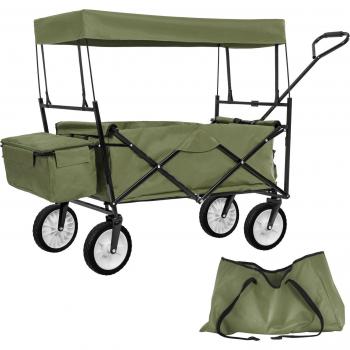 Carrito de mano plegable Tectake con cubierta y bolsa de transporte, capacidad de carga 80 kg, fácil y rápido de plegar, ideal para uso en casa, jardín y tiempo libre, incluye bolsa extra en la parte trasera y