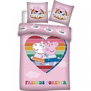 Funda Nórdica Peppa Pig Microfibra 140x200cm con Funda de Cojín 63x63cm - Lavable en Máquina