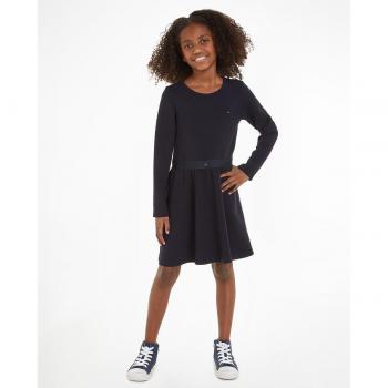 Vestido punto monotype Tommy Hilfiger - Vestido de niña de cuello redondo y manga larga