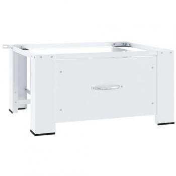 Washing Machine Pedestal with Drawer - White Storage Stand