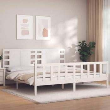 Estructura de cama con cabecero madera maciza blanca 200x200cm vidaXL