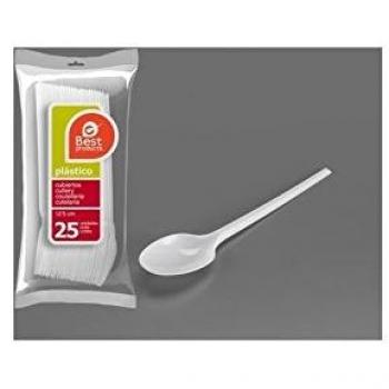Best- Pack de 25 cucharitas, Color blanco, 12 cm