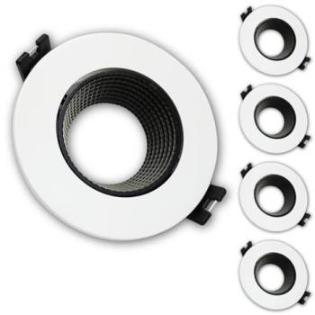 Aro de Aluminio Circular Orientable para Bombilla GU10/Dicroica LED ATOMANT, Color Blanco, Diseño Redondo, Soporte para Bombillas MR16 y GU10, Basculante hasta 30º, Pack de
