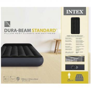Colchón Inflable Intex DuraBeam Pillow Rest Classic con Bomba Eléctrica 191x99x25 cm
