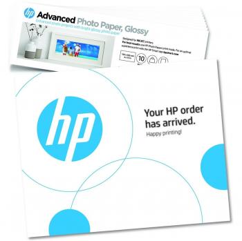Papel fotográfico HP Advanced, brillante, 65 libras, 4 x 12 pulgadas (101 x 305 mm), 10 hojas