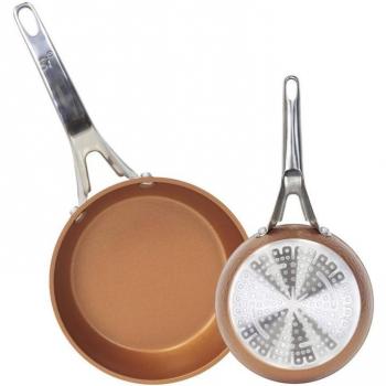 San Ignacio Set de 2 sartenes y cacerolas con tapa de vidrio, 16 y 28 cm, aptas para inducción, aluminio forjado