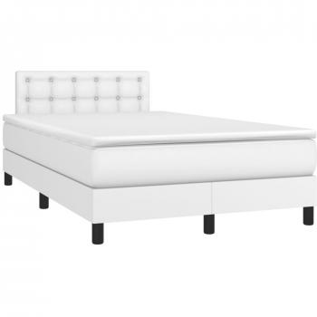 Cama box spring de muelles con colchón y LED blanco 120x190 cm en cuero sintético