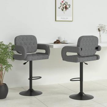 Taburetes de Bar de Tela Gris Claro - 2 Piezas, Taburetes de Cocina, Diseño Moderno, Asiento Acolchado, Estructura Resistente