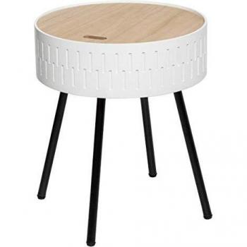 Mesa de Centro Shiro con Tapa Redonda Blanco y Roble 39 cm