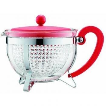 Bodum Chambord - Tetera 1,3 l, filtro transparente, tapa de color rojo