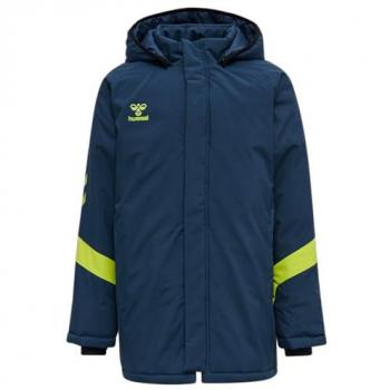 Hummel Chaqueta Lead Bench para niños, características: material ligero y transpirable, diseño moderno, cierre frontal con cremallera, bolsillos laterales con cremalleras, puños ajustables, logo de Hummel en el pecho