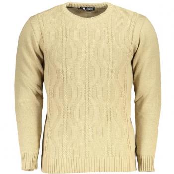 U.S. Polo Assn. Men's Twisted Crew Neck Sweater, Round-neck Knitwear, Beige, Size L