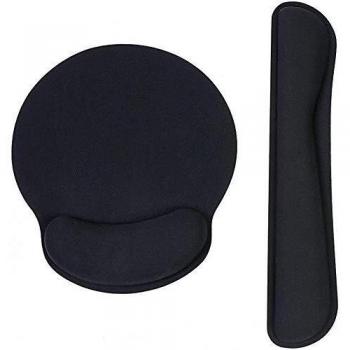 Almohadilla Teclado y Alfombrilla de Ratón Ergonómico Cojín de Muñeca con Reposamuñecas de Memoria para Trabajadores y Jugadores.（color negro）